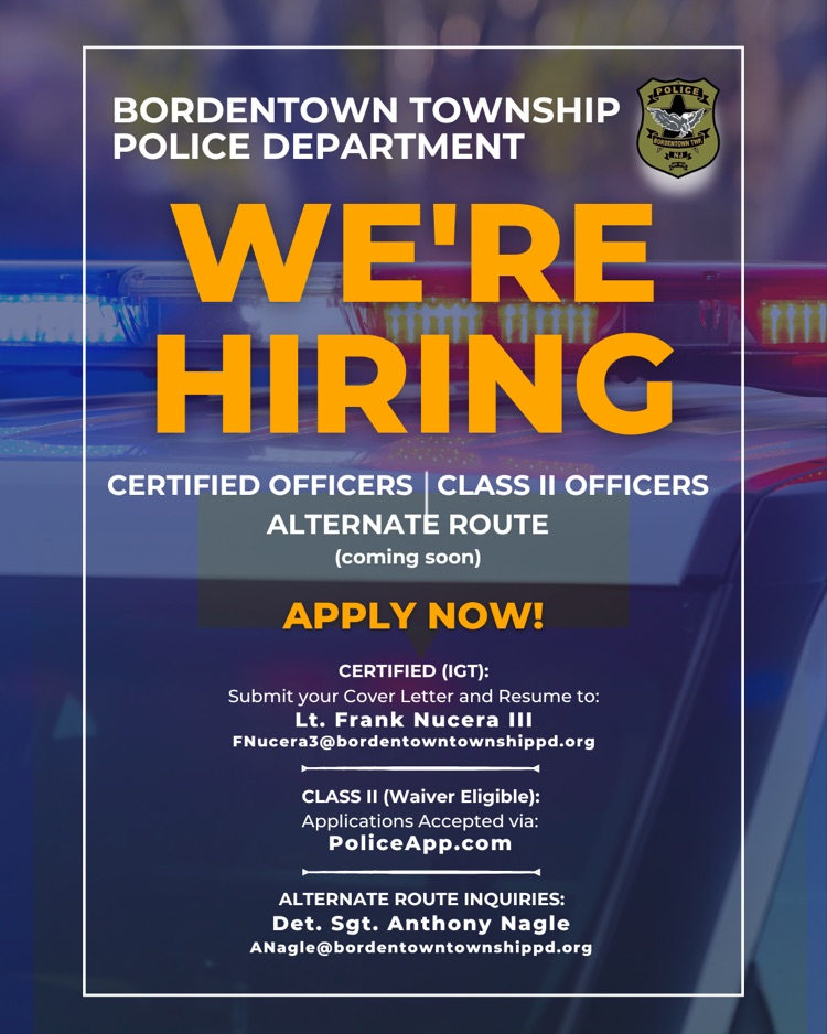 Bordentown Police Department is Hiring