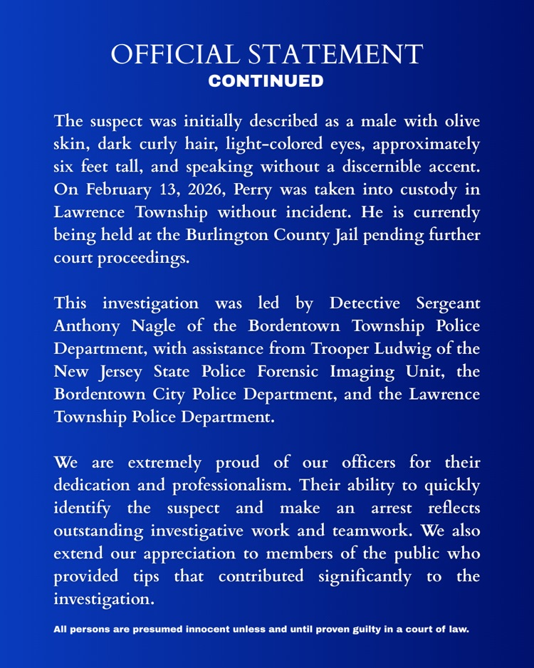 Community Update: A suspect has been identified and charged in connection with the February 10 incident.