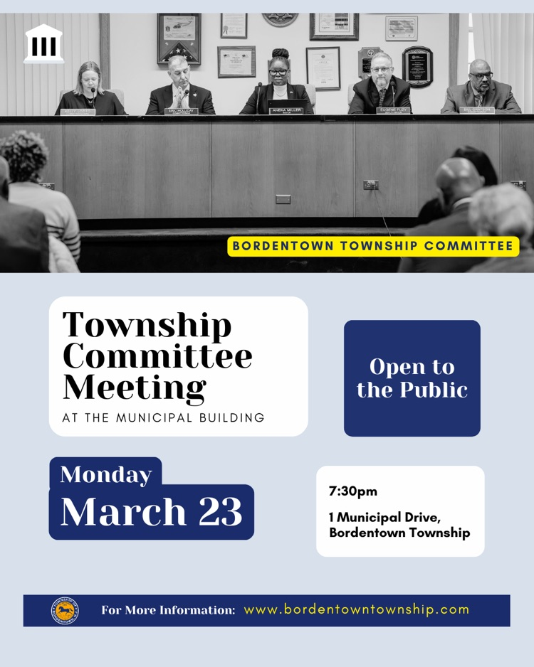 Township Committee Meeting on Monday 3/3 at 7:30pm 