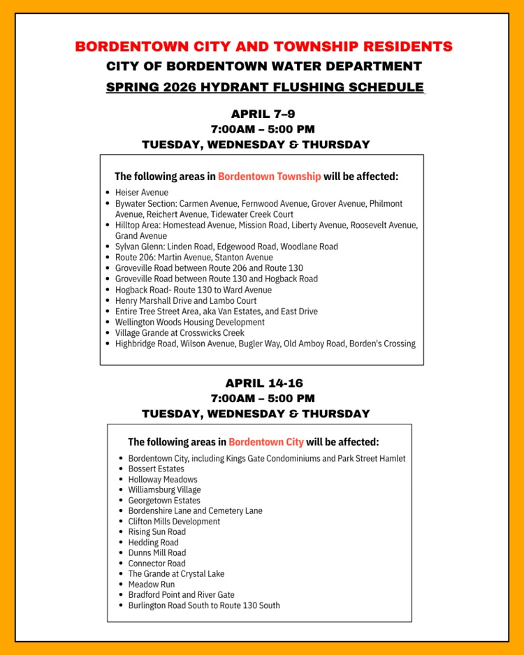 Hydrant Flushing begins 4/7 - 4/9 in Township
