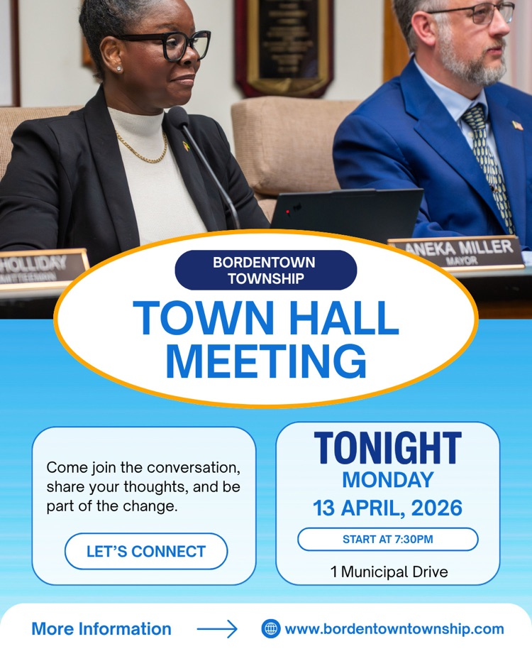 Township Committee Meeting TONIGHT 4/13, 7:30pm at 1 Municipal Drive