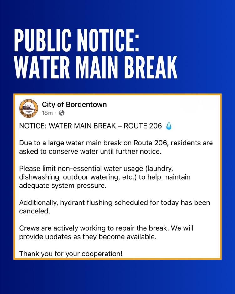 Water Main Break on Route 206