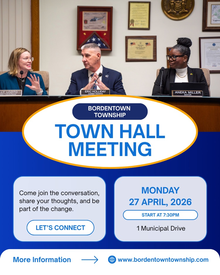 Township Committee Meeting on Monday 4/27 at 7:30pm at 1 Municipal Drive