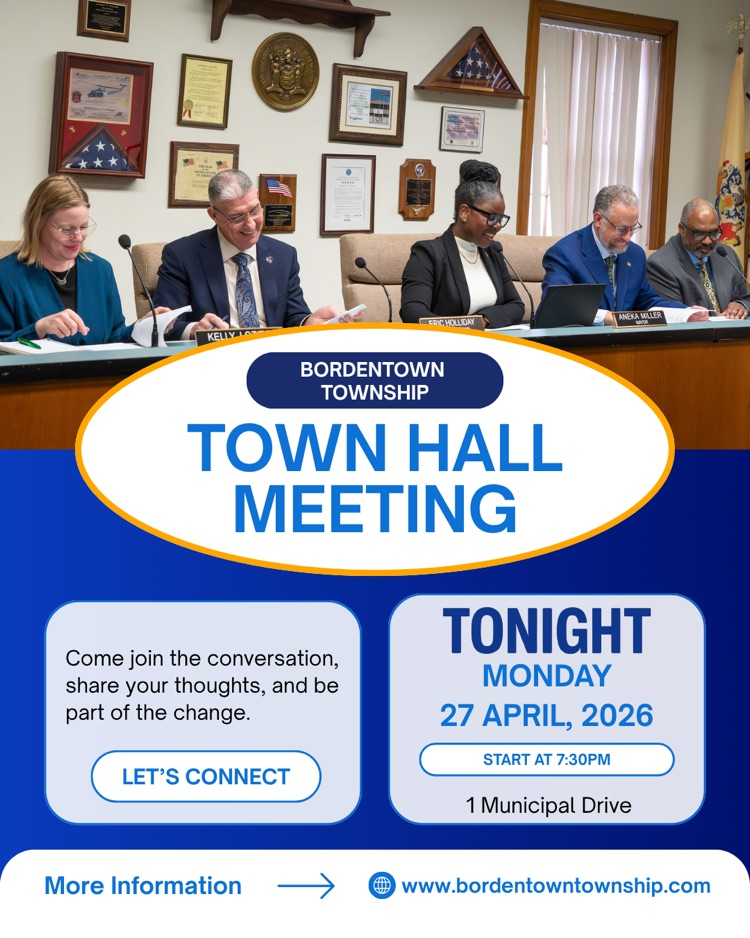 Township Committee Meeting TONIGHT 4/27 at 7:30pm at 1 Municipal Drive