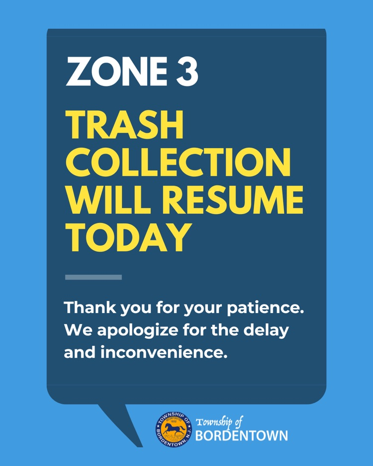 Zone 3: Trash Collection will resume today, 5/22