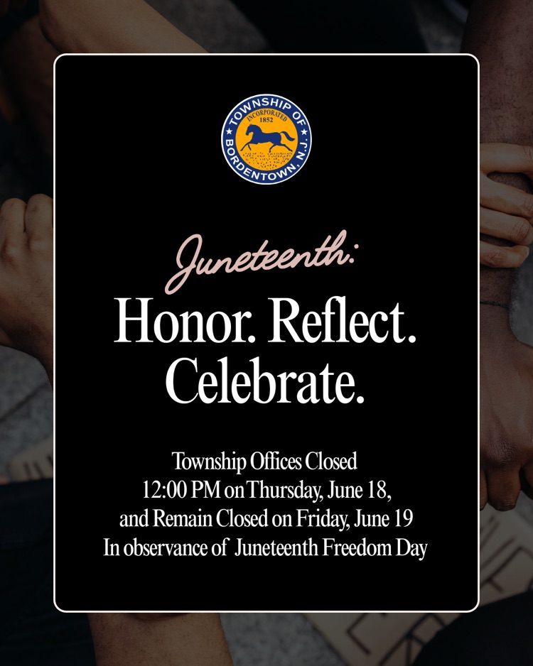 Municipal Offices are closed at 12pm today and will remain closed on Friday, June 19 in honor of Juneteenth