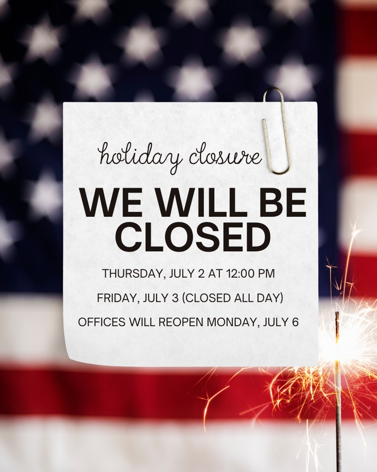 Bordentown Township Municipal Offices will be closed at noon on 7/2 and all day on 7/3 for the holiday