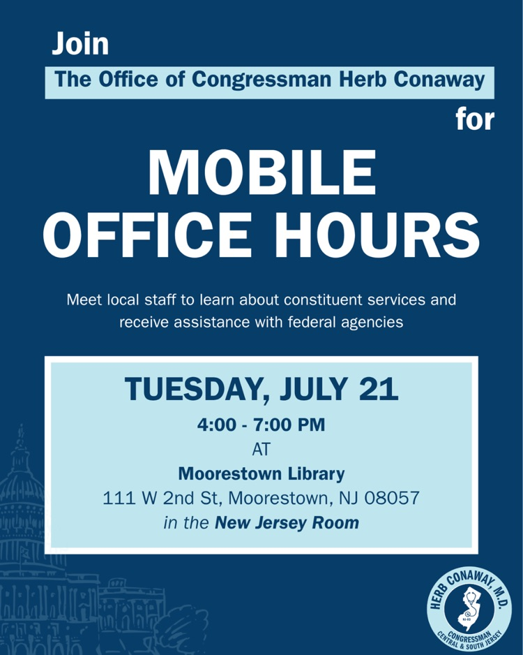 Mobile Office Hours with Congressman Herb Conaway on 7/21