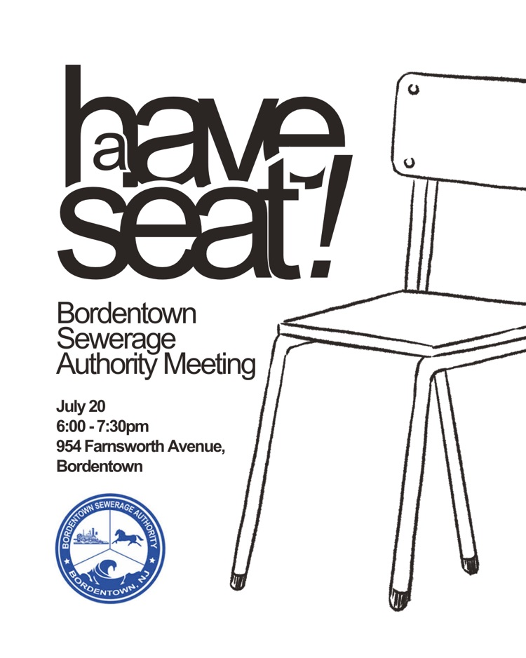 Bordentown Sewerage Authority Meeting is tonight 7/20 at 6pm