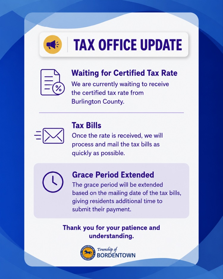 Tax Office Update: We are currently waiting for the certified tax rate. Grace period is extended.
