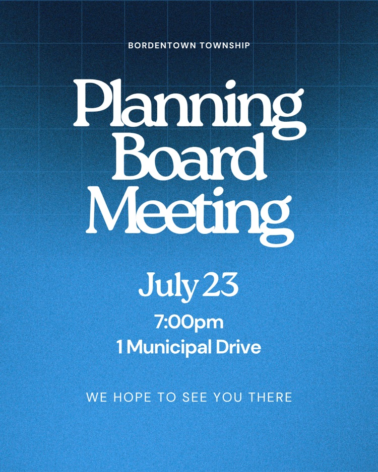 Planning Board Meeting is Tonight, 7/23 at 7pm at 1 Municipal Drive