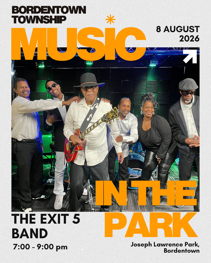Music in the Park: The Exit 5 Band on 8/8 from 7-9pm at Joseph Lawrence Park