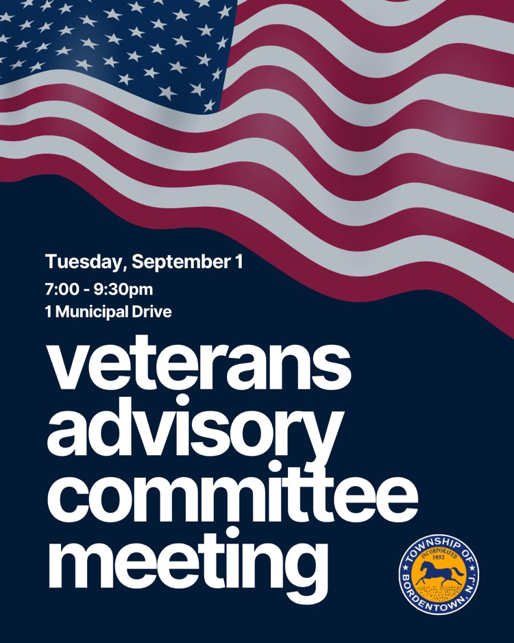 Veterans Advisory Committee meeting is Tonight, 9/1 at 7pm at 1 Municipal Drive