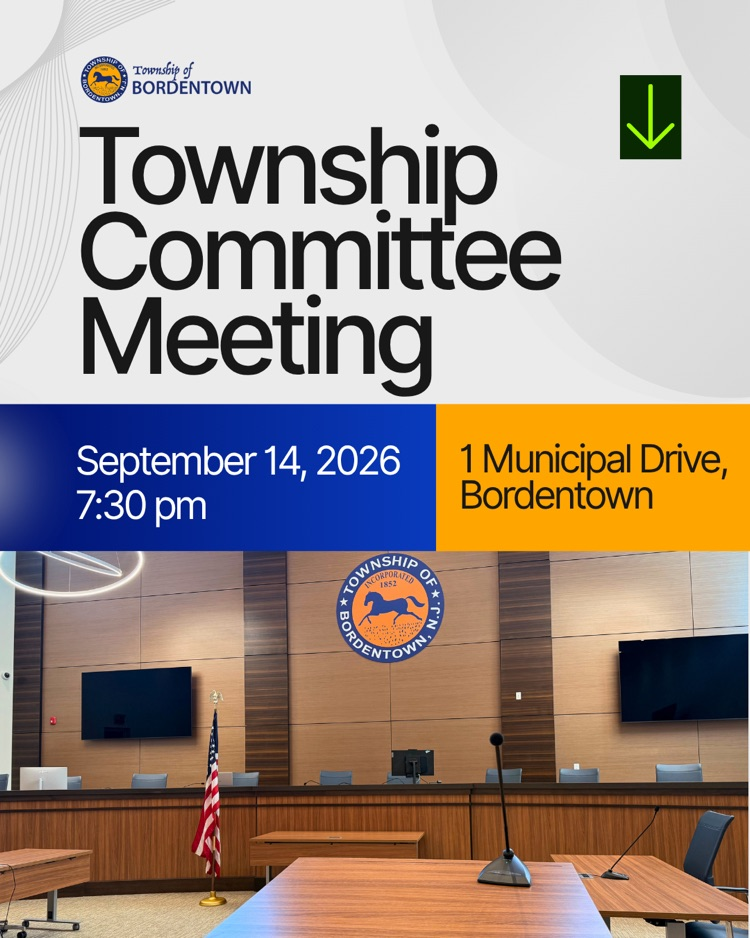 Township Committee Meeting is TONIGHT, 9/14 at 7:30pm