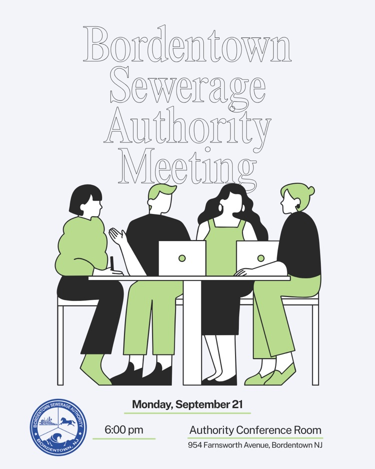 Bordentown Sewerage Authority meeting is tonight, 9/21 at 6pm