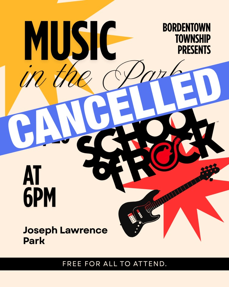 Music in the Park on 9/26 is canceled due to rainy weather