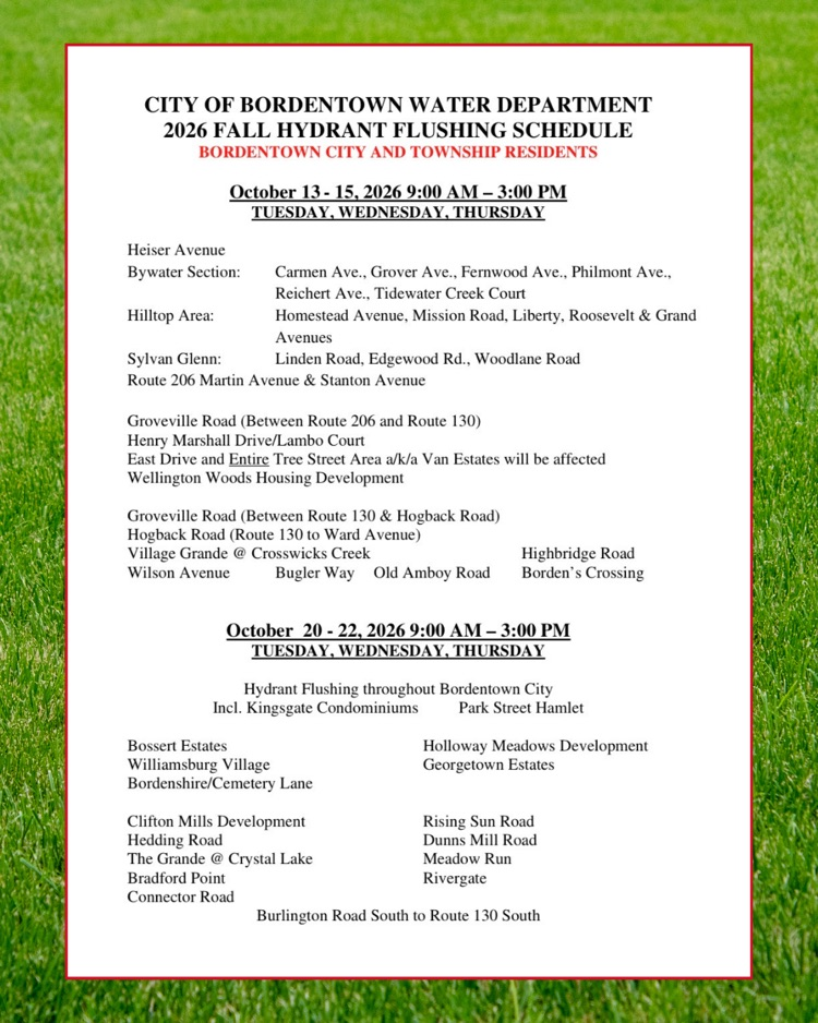 Fall Hydrant Flushing begins 10/13