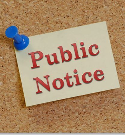 Public Notice post-it note with push pin