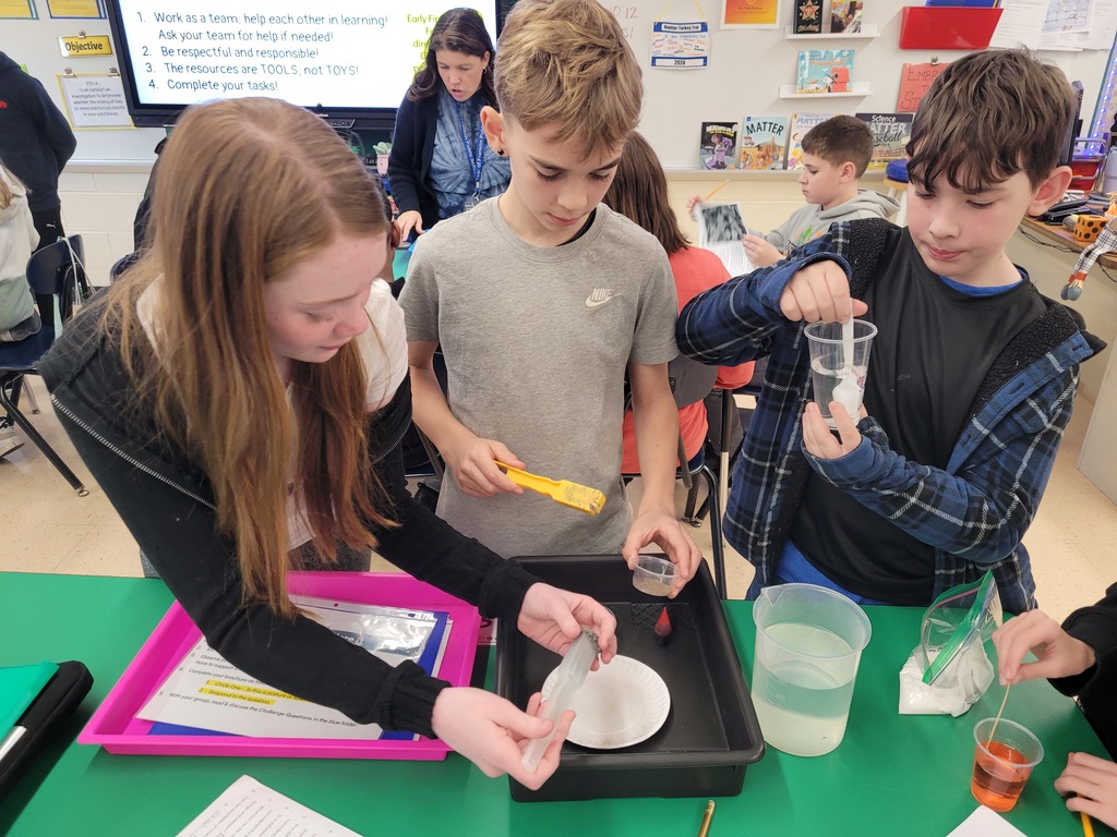 Mrs. Bowman’s fifth-grade science students have been actively engaged in learning about mixtures and solutions through a blend of hands-on experiments and informational text activities. Working collaboratively, students observed, mixed, and separated various materials to see how mixtures and solutions behave in real life. They then reinforced their discoveries by reading and discussing grade-level texts that explained key concepts and vocabulary. Together, these experiences helped students deepen their understanding while building curiosity and confidence as young scientists.

