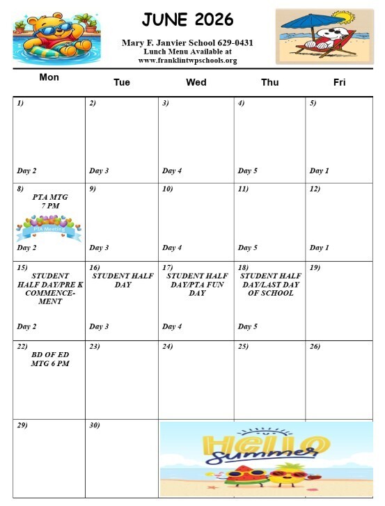 June Calendar