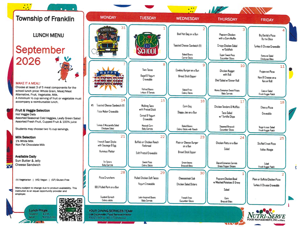 September Lunch Menu