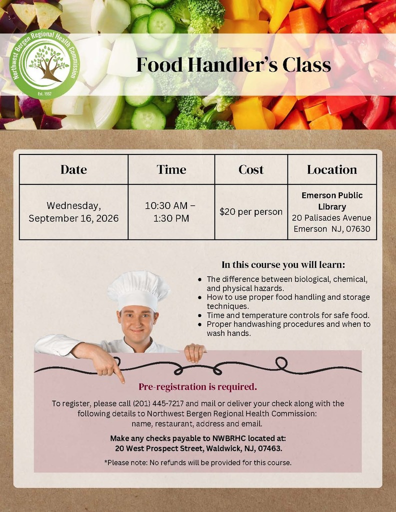 Food Handlers Class 9/16/26