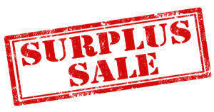 Surplus Sale in Red Lettering