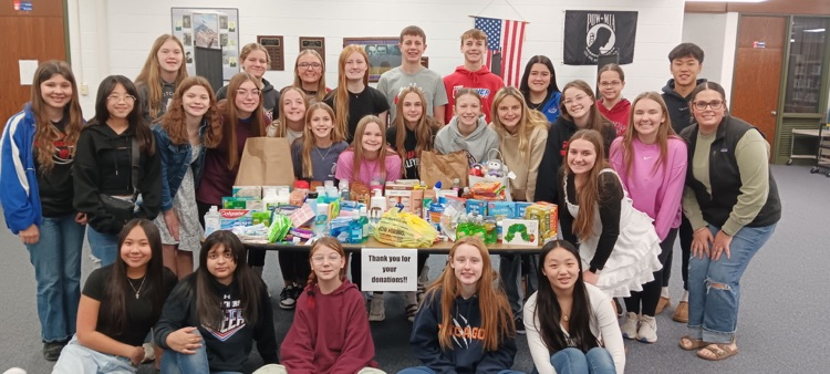 Student Council donations for the food shelf