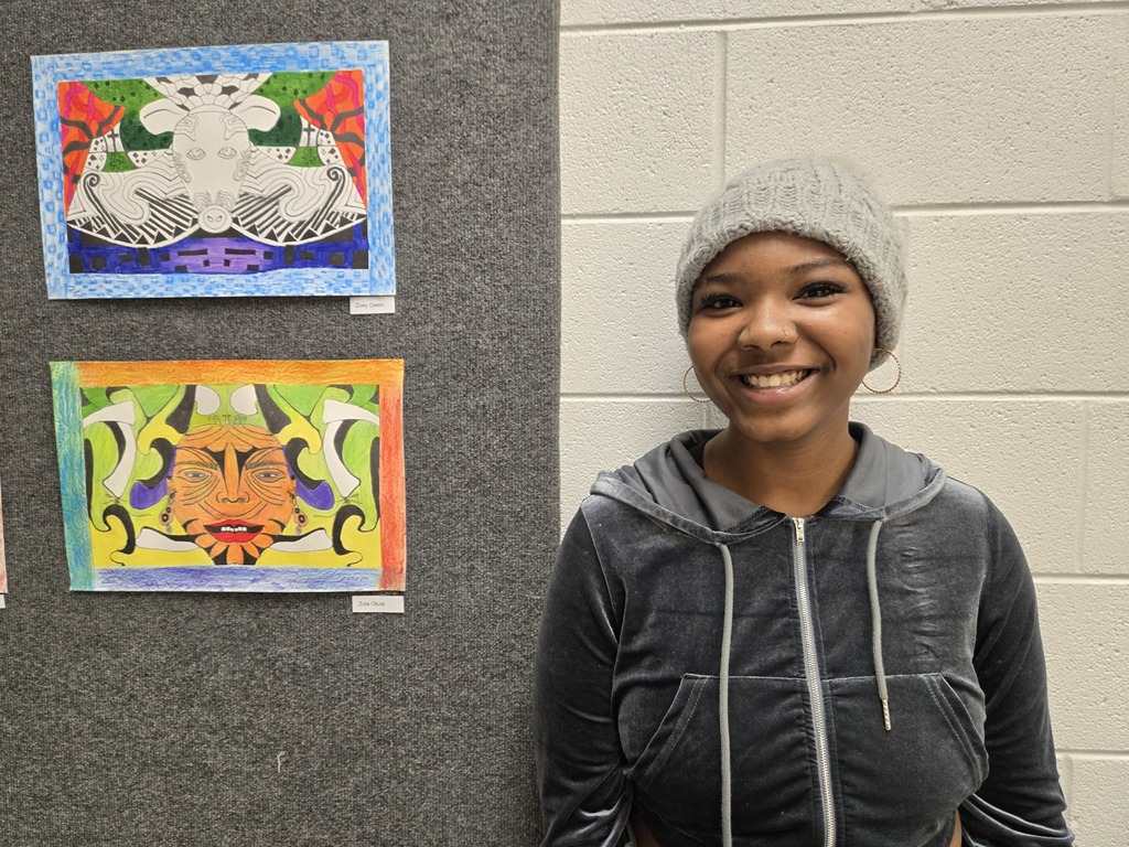 student with art