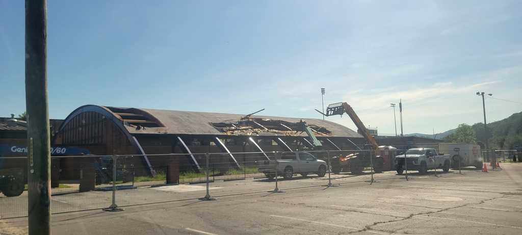 old gym roof repair in process