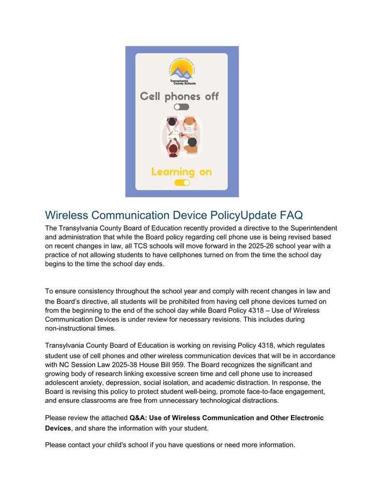 Wireless communication device policy update