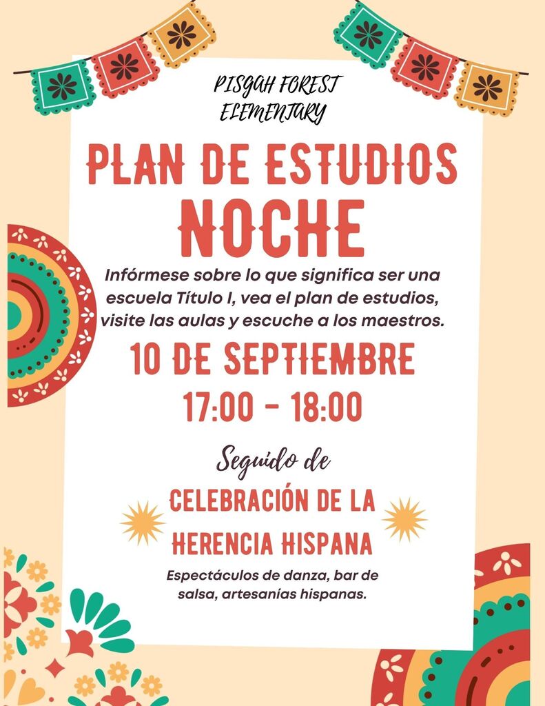 Title I/Hispanic Heritage Night Flyer. 