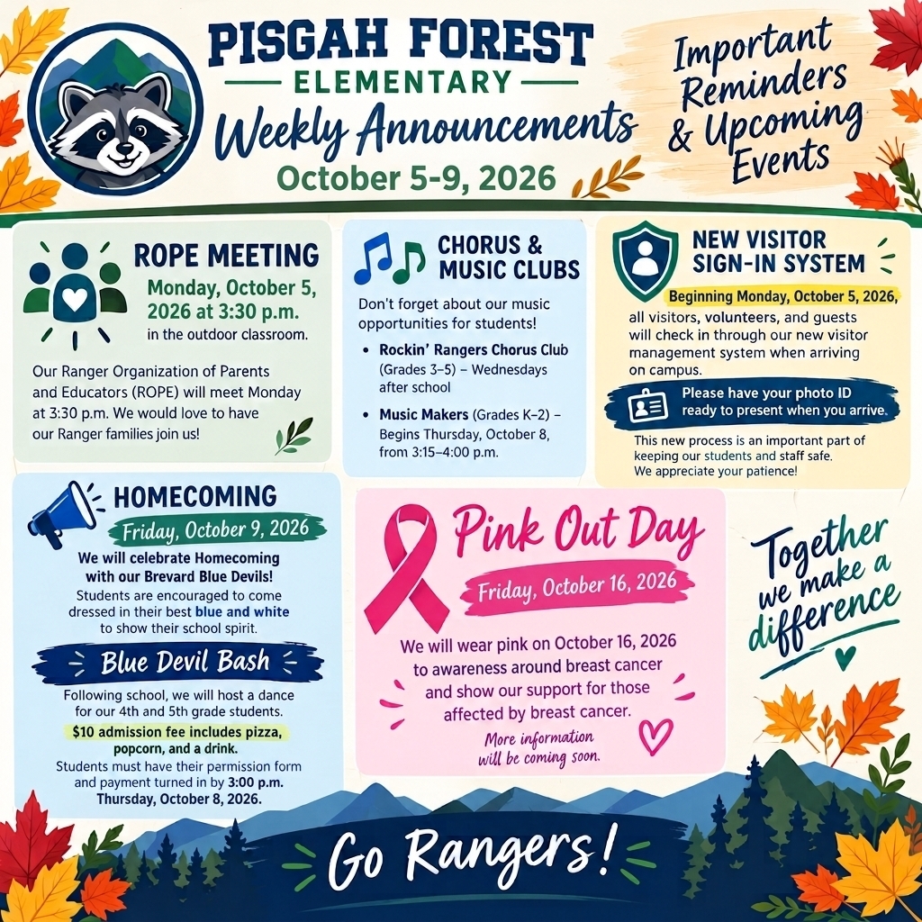 Weekly Announcements: October 5-9, 2026