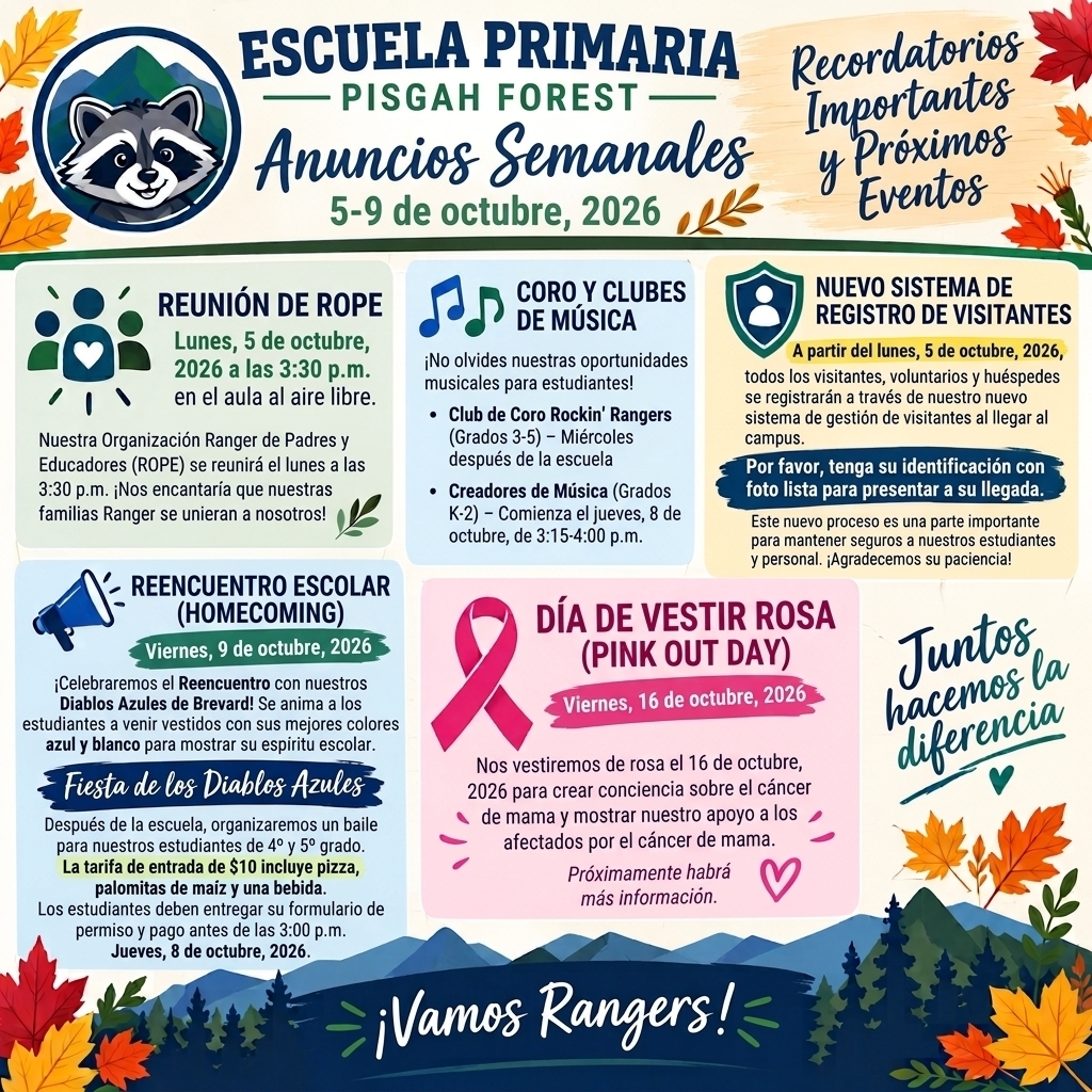 Anuncios semanales: del 5 al 9 de octubre de 2026