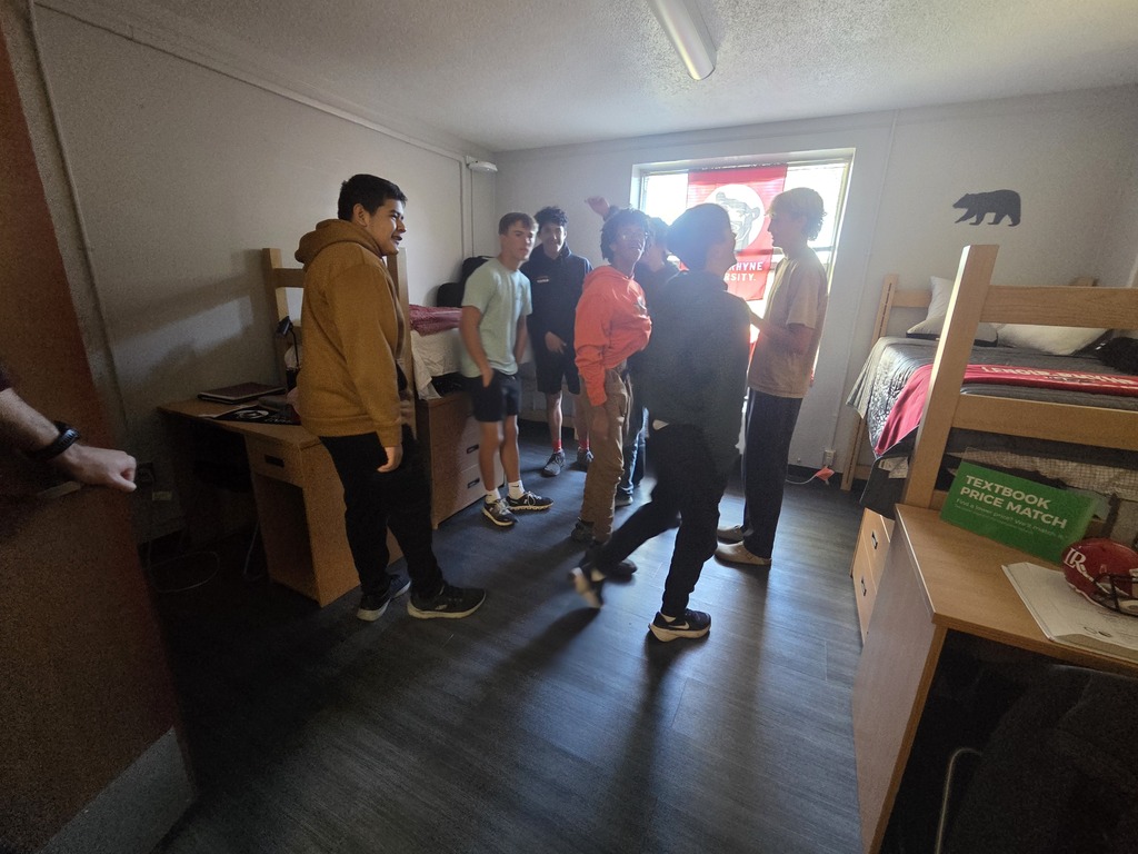 student visit college dorm