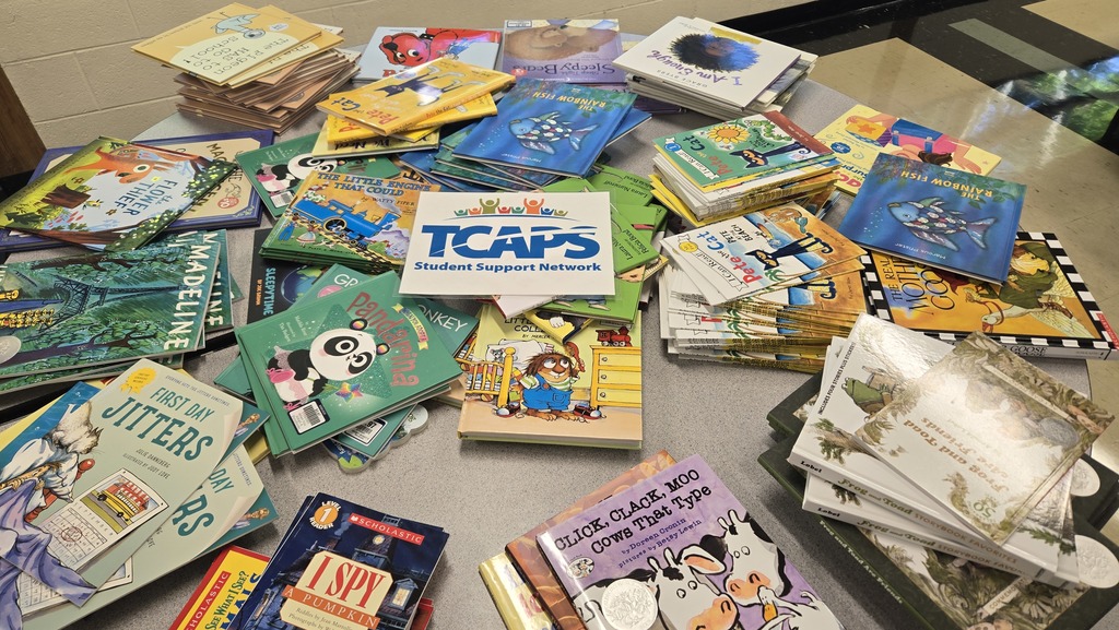 donated books sitting on table
