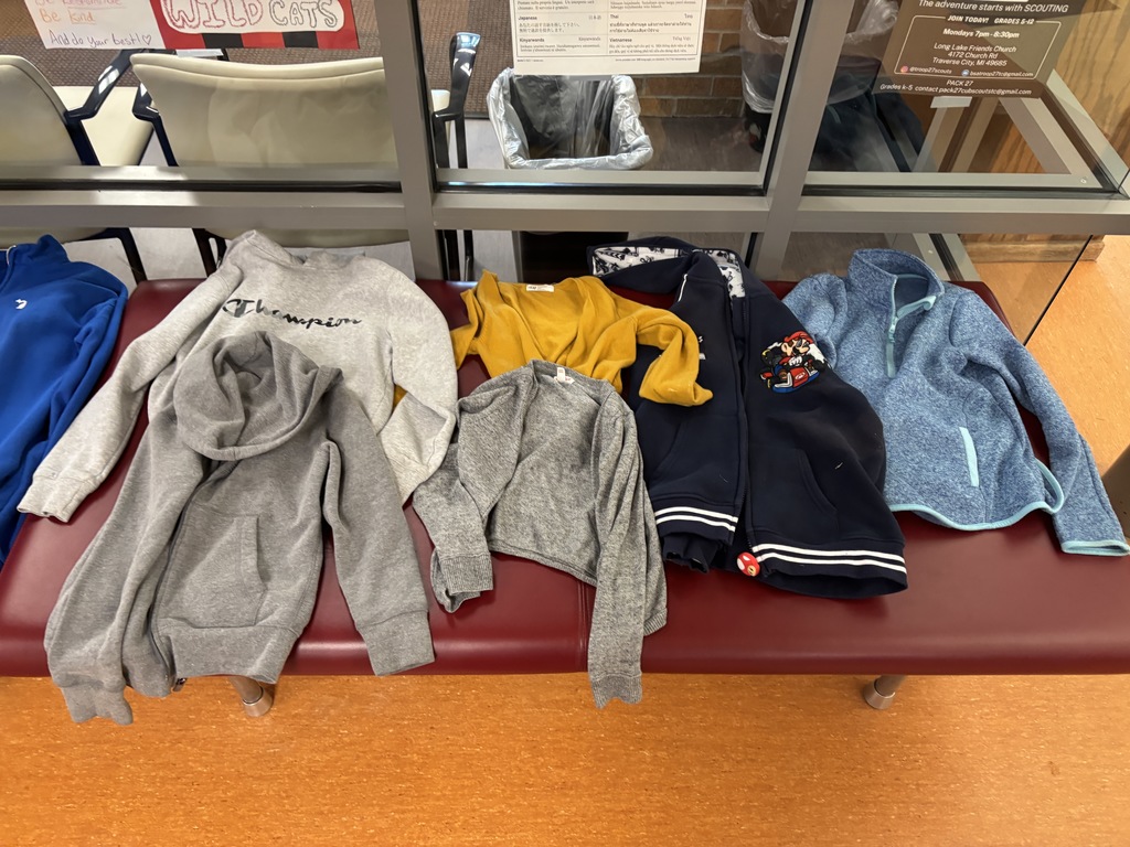 sweatshirts and jackets in lost and found