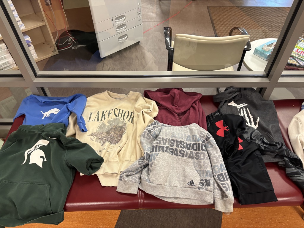 sweatshirts and jackets in lost and found