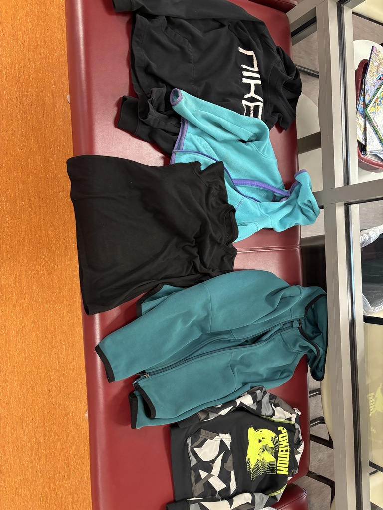 sweatshirts and jackets in lost and found