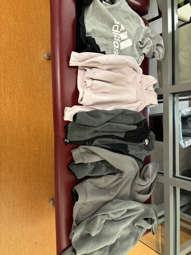 sweatshirts and jackets in lost and found