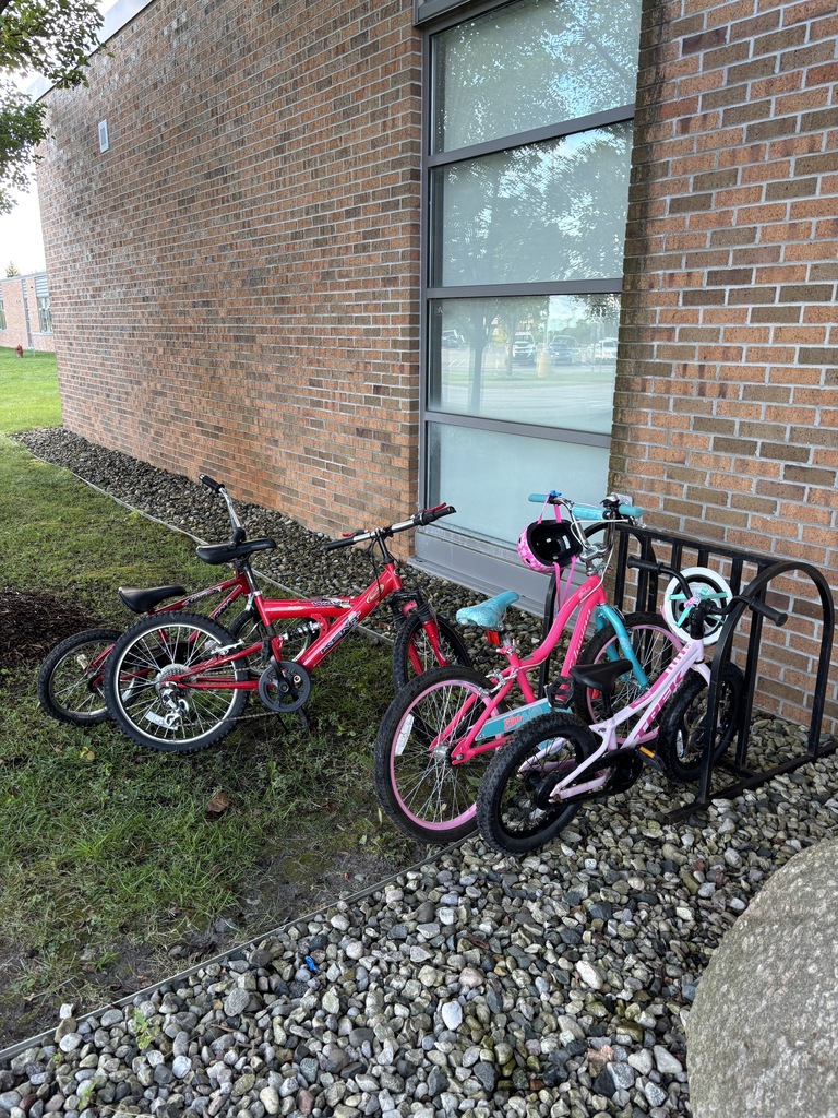 bikes in a bike rack at school