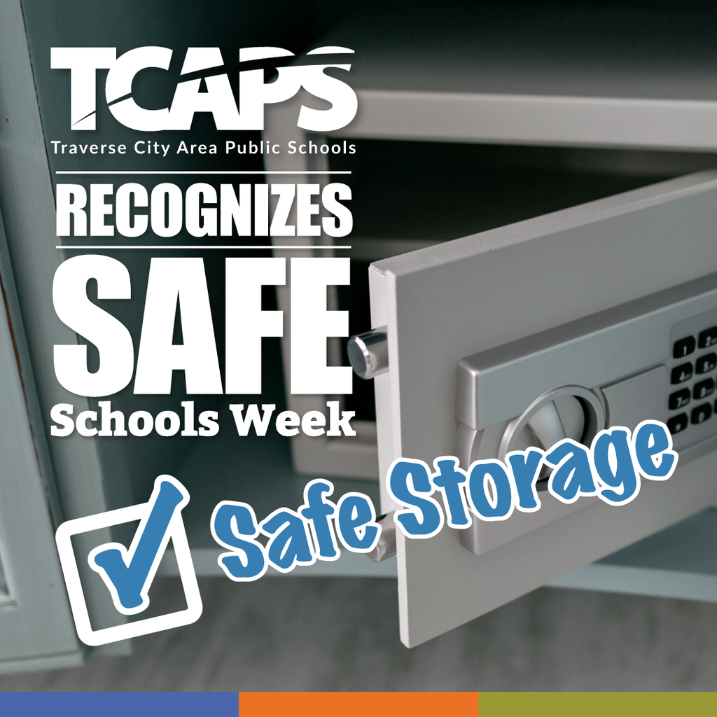 Open safe door with keypad. TCAPS recognizes Safe Schools Week: Safe Storage.