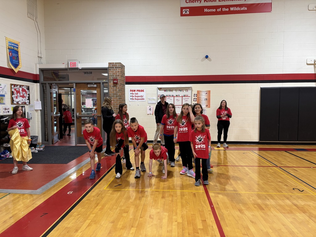 Students lined up at starting line to run