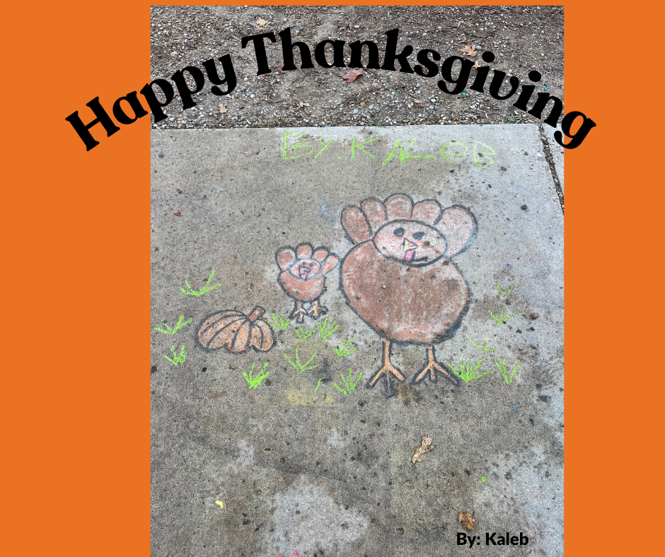 Happy Thanksgiving, photo of two turkeys and a pumpkin by kaleb