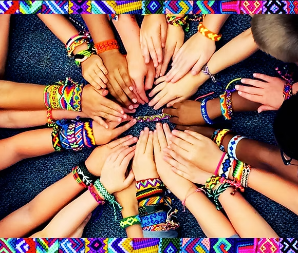 Photo of hands wearing bracelets 