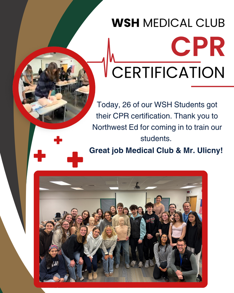 Graphic with photo of medical club students learning CPR.