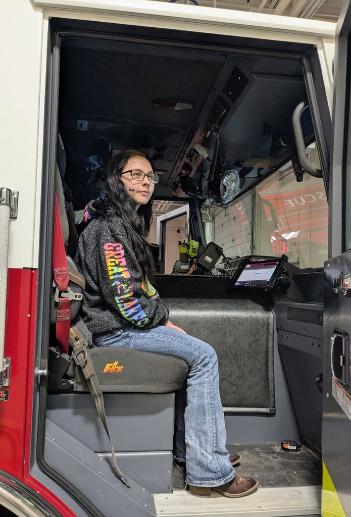 TCHS student in Fire Truck