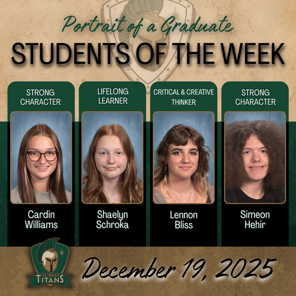 Graphic displaying students of the week for Dec 19, 2025.