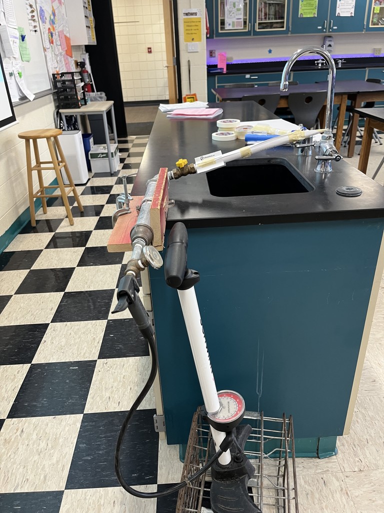 Science class launching air propelled rockets.