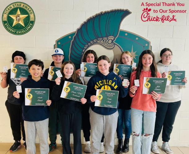 Group of 9 students who won the Titan Star recognition